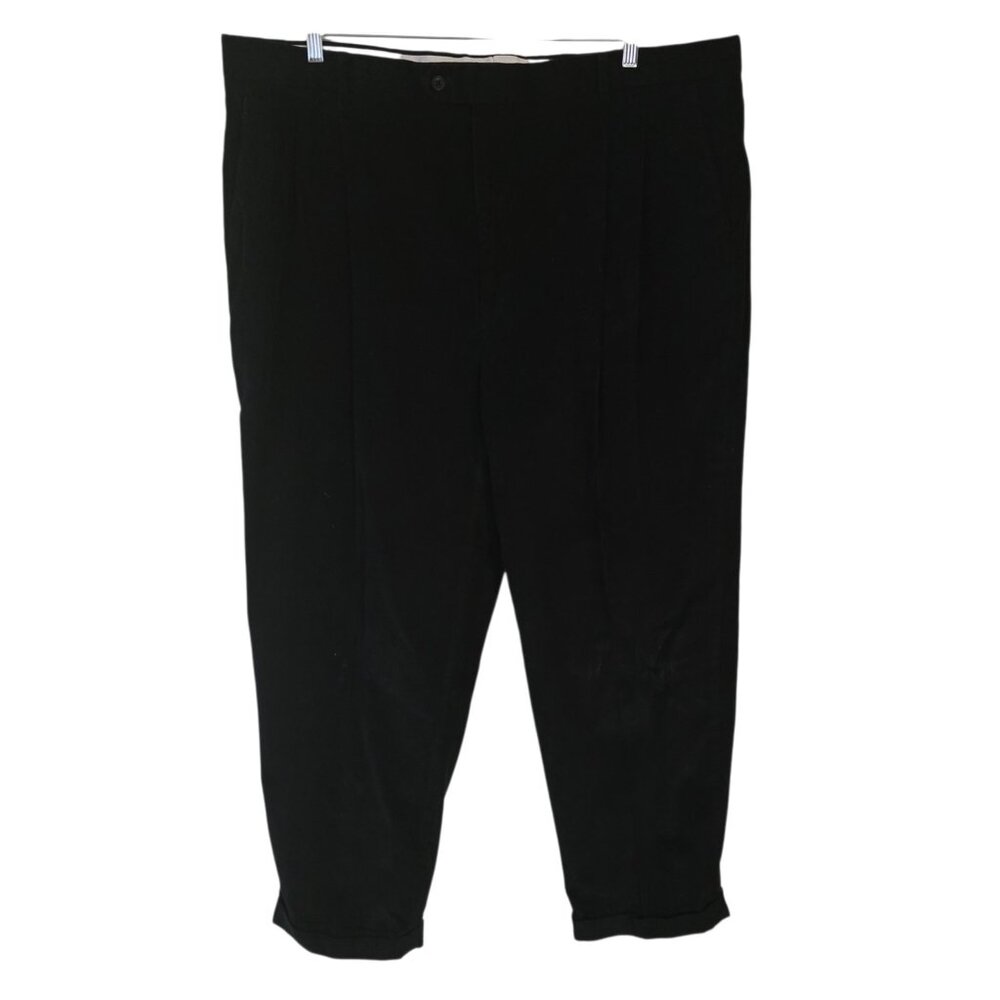 Blue Pronto Uomo Corduroy Pants Pleated Cuffed Black Preppy Office Mens 46x30‎
